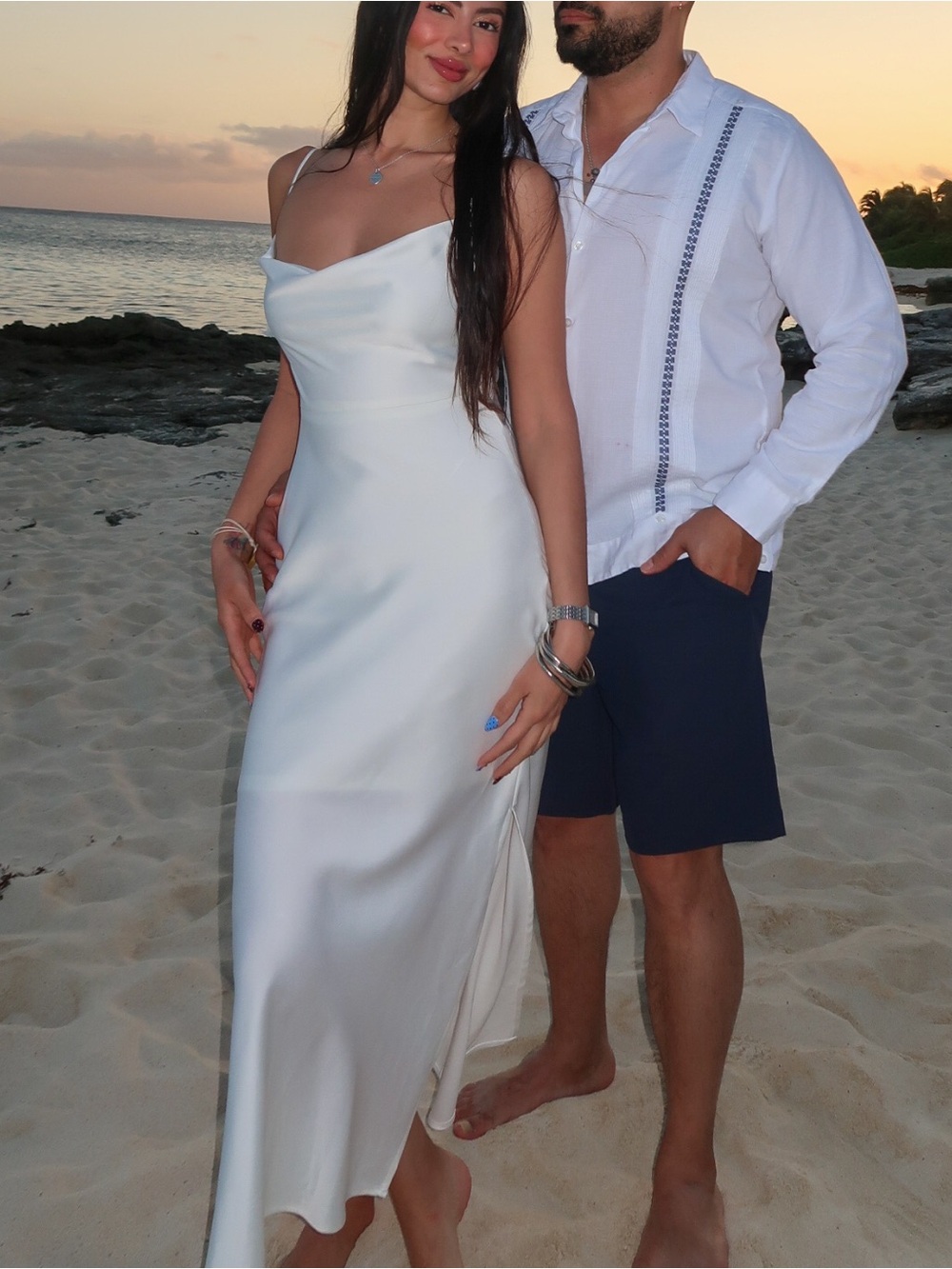 Taylor White Satin Dress